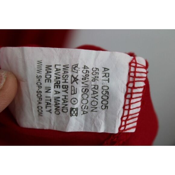 Sofia Amila V-neck Long Sleeve Tunic Red Made In Italy OS NWT - Picture 7 of 7